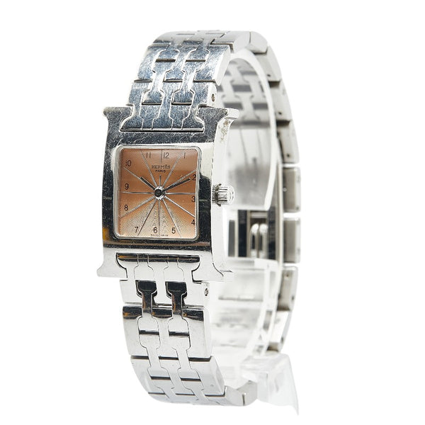 エルメス Hウォッチ 腕時計 HH1.210 クオーツ ピンク文字盤 ステンレススチール レディース HERMES 【中古】