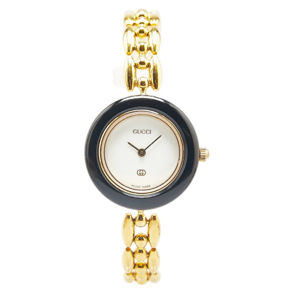 グッチ チェンジベゼル 腕時計 11/12 クオーツ ホワイト文字盤 メッキ レディース GUCCI 【中古】