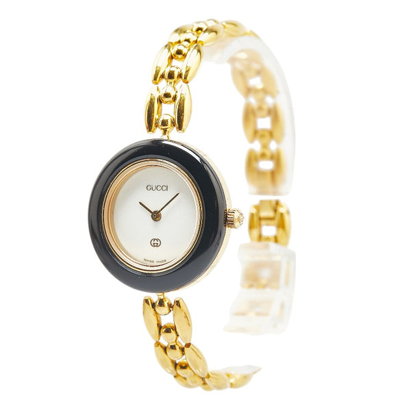 グッチ チェンジベゼル 腕時計 11/12 クオーツ ホワイト文字盤 メッキ レディース GUCCI 【中古】