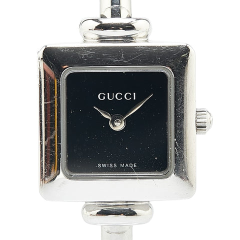 グッチ バングルウォッチ 腕時計 1900L クオーツ ブラック文字盤 ステンレススチール レディース GUCCI 【中古】