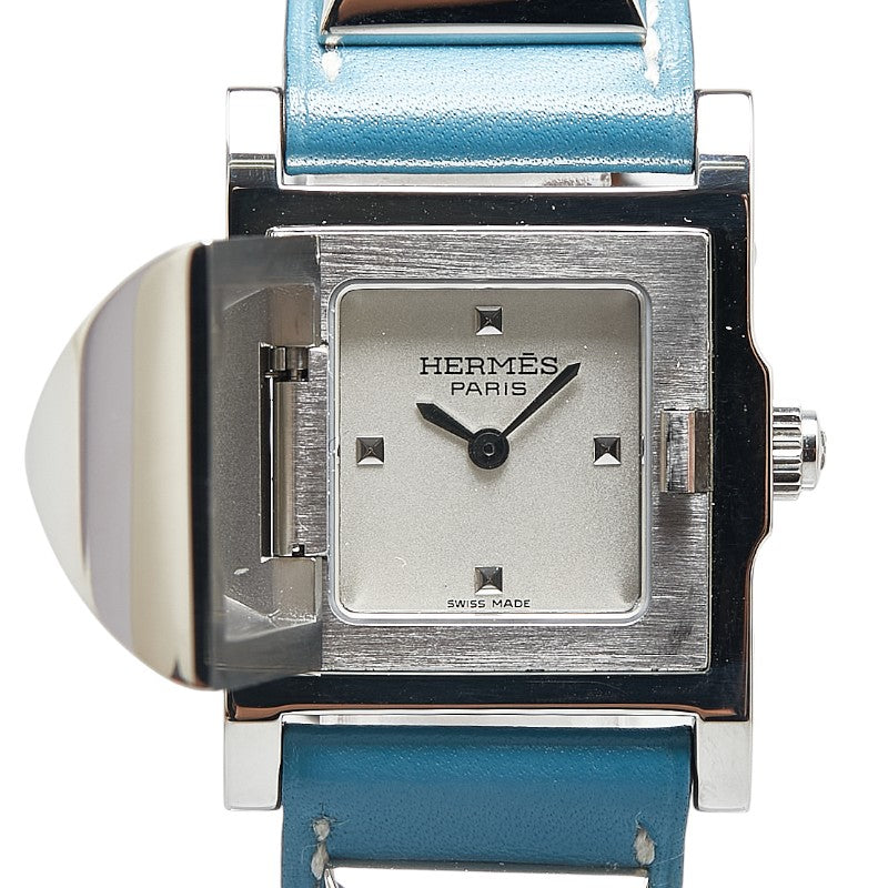 エルメス メドール 腕時計 ME2.210 クオーツ ホワイト文字盤 ステンレススチール レザー レディース HERMES 【中古】