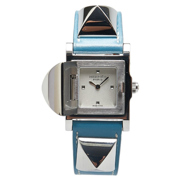 エルメス メドール 腕時計 ME2.210 クオーツ ホワイト文字盤 ステンレススチール レザー レディース HERMES 【中古】