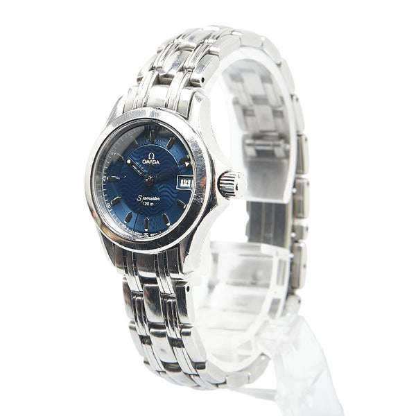 オメガ シーマスター120 腕時計 2581.81 クオーツ ブルー文字盤 ステンレススチール レディース OMEGA 【中古】