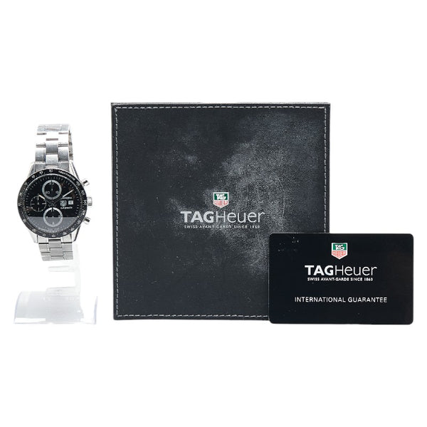 タグホイヤー カレラ 腕時計 CV2010-3 自動巻き ブラック文字盤 ステンレススチール レディース TAG HEUER 【中古】