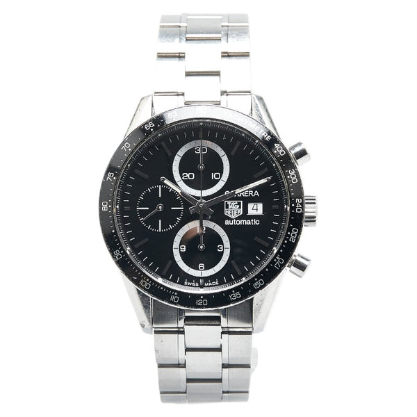 タグホイヤー カレラ 腕時計 CV2010-3 自動巻き ブラック文字盤 ステンレススチール レディース TAG HEUER 【中古】