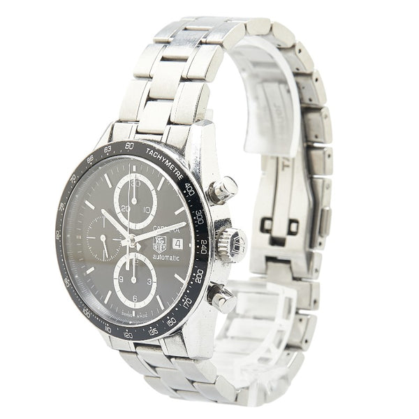 タグホイヤー カレラ 腕時計 CV2010-3 自動巻き ブラック文字盤 ステンレススチール レディース TAG HEUER 【中古】