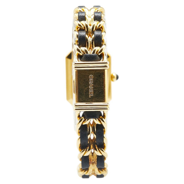 シャネル プルミエールL 腕時計 H0001 クオーツ ブラック文字盤 メッキ レザー レディース CHANEL 【中古】