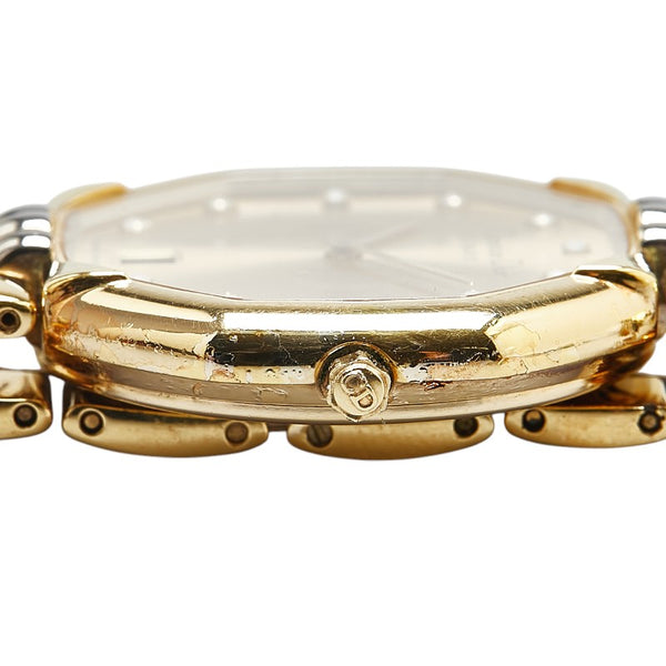 クリスチャンディオール デポーズ オクタゴン 腕時計 45.134 クオーツ ゴールド文字盤 ステンレススチール レディース Christian Dior 【中古】