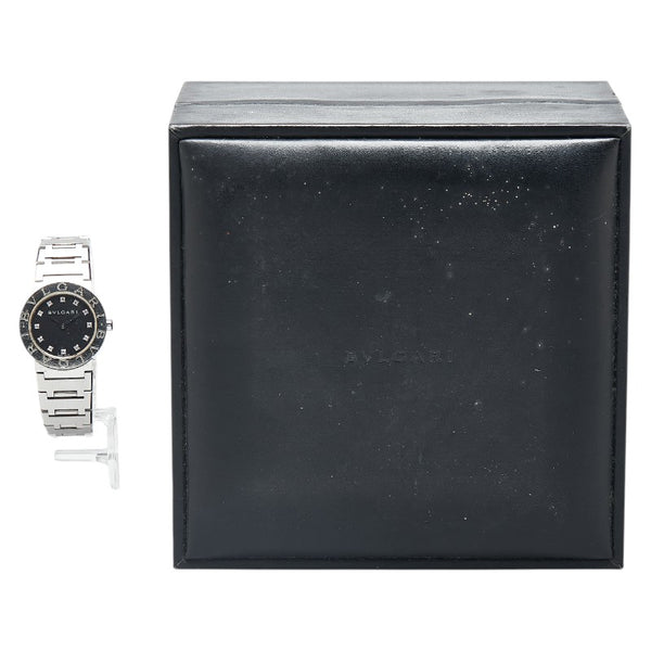 ブルガリ ブルガリブルガリ 12Pダイヤ 腕時計 BB26SS クオーツ ブラック文字盤 ステンレススチール レディース BVLGARI 【中古】