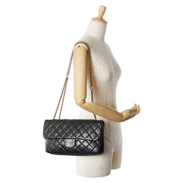 シャネル マトラッセ ココマーク チェーン ショルダーバッグ ブラック ラムスキン レディース CHANEL 【中古】