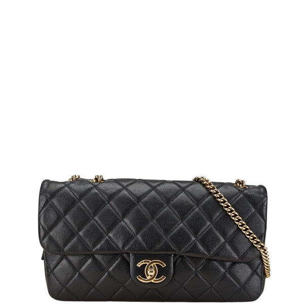 シャネル マトラッセ ココマーク チェーン ショルダーバッグ ブラック ラムスキン レディース CHANEL 【中古】