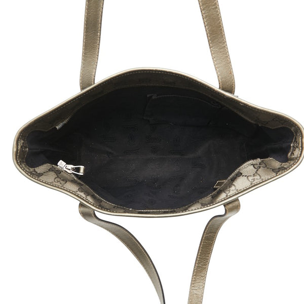 グッチ GGインプリメ トートバッグ ハンドバッグ 211138 メタリックカーキ ゴールド PVC レザー レディース GUCCI 【中古】