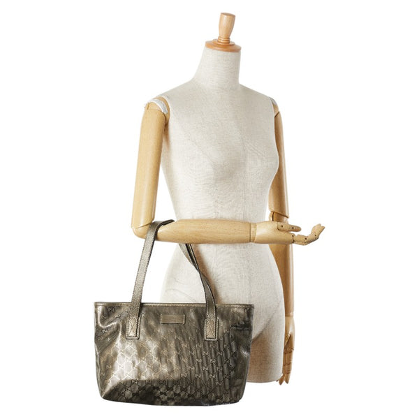 グッチ GGインプリメ トートバッグ ハンドバッグ 211138 メタリックカーキ ゴールド PVC レザー レディース GUCCI 【中古】