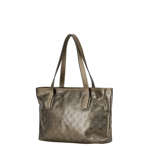 グッチ GGインプリメ トートバッグ ハンドバッグ 211138 メタリックカーキ ゴールド PVC レザー レディース GUCCI 【中古】