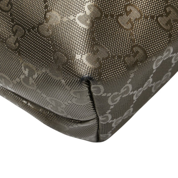 グッチ GGインプリメ トートバッグ ハンドバッグ 211138 メタリックカーキ ゴールド PVC レザー レディース GUCCI 【中古】