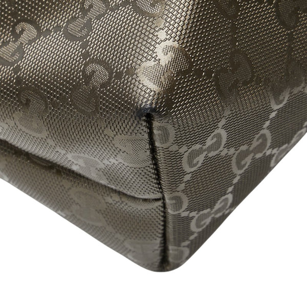 グッチ GGインプリメ トートバッグ ハンドバッグ 211138 メタリックカーキ ゴールド PVC レザー レディース GUCCI 【中古】