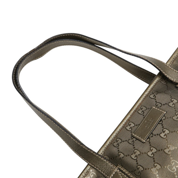 グッチ GGインプリメ トートバッグ ハンドバッグ 211138 メタリックカーキ ゴールド PVC レザー レディース GUCCI 【中古】