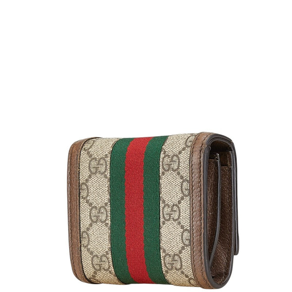 グッチ GGスプリーム オフィディア ダブルG シェリーライン 二つ折り財布 625703 ブラウン PVC レザー レディース GUCCI 【中古】
