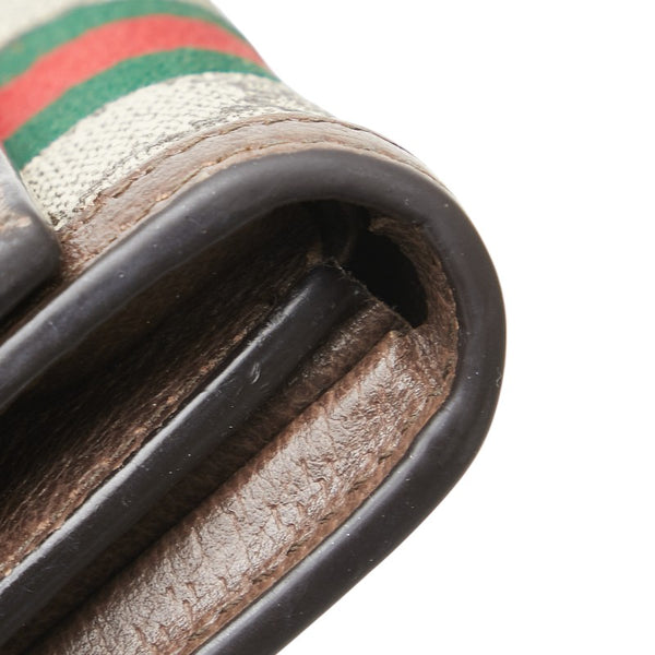 グッチ GGスプリーム オフィディア ダブルG シェリーライン 二つ折り財布 625703 ブラウン PVC レザー レディース GUCCI 【中古】