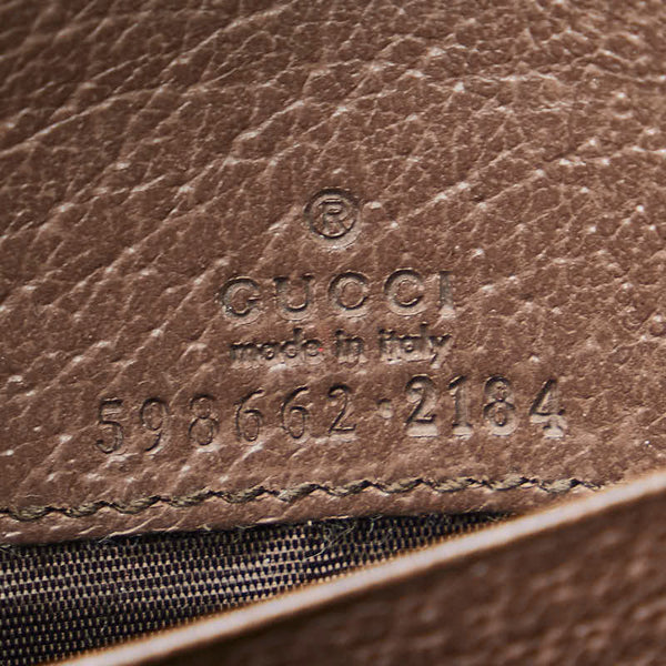 グッチ GGスプリーム オフィディア ダブルG シェリーライン 二つ折り財布 625703 ブラウン PVC レザー レディース GUCCI 【中古】