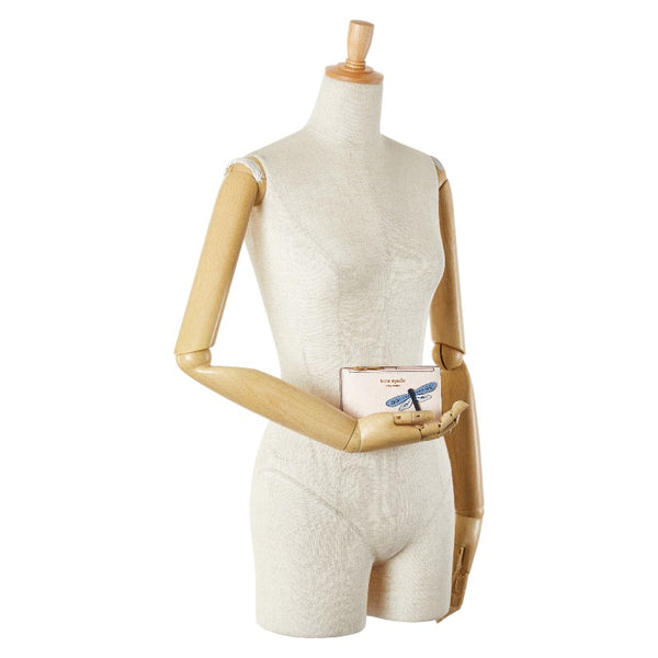 ケイトスペード ロゴ トンボ モチーフ ラインストーン 二つ折り財布 ピンク ブルー レザー レディース Kate Spade 【中古】