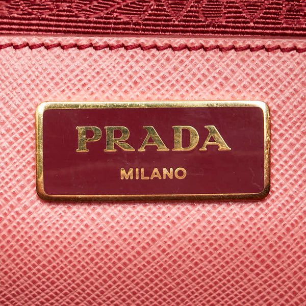 プラダ 三角ロゴプレート ガレリア ハンドバッグ ショルダーバッグ 2WAY BN1874 ピンク サフィアーノ レザー レディース PRADA 【中古】