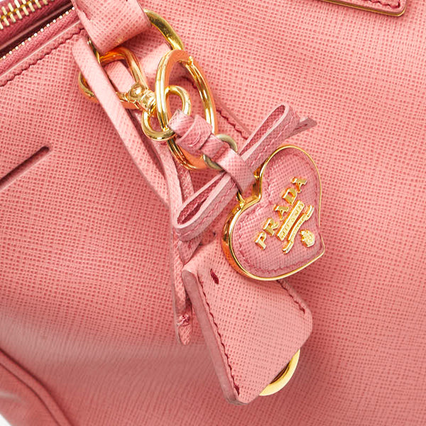 プラダ 三角ロゴプレート ガレリア ハンドバッグ ショルダーバッグ 2WAY BN1874 ピンク サフィアーノ レザー レディース PRADA 【中古】