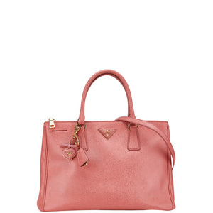 プラダ 三角ロゴプレート ガレリア ハンドバッグ ショルダーバッグ 2WAY BN1874 ピンク サフィアーノ レザー レディース PRADA 【中古】