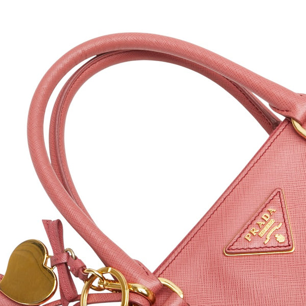 プラダ 三角ロゴプレート ガレリア ハンドバッグ ショルダーバッグ 2WAY BN1874 ピンク サフィアーノ レザー レディース PRADA 【中古】
