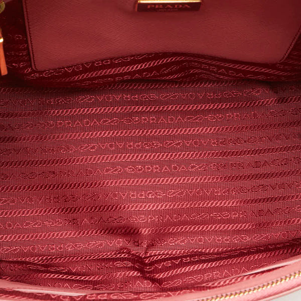 プラダ 三角ロゴプレート ガレリア ハンドバッグ ショルダーバッグ 2WAY BN1874 ピンク サフィアーノ レザー レディース PRADA 【中古】