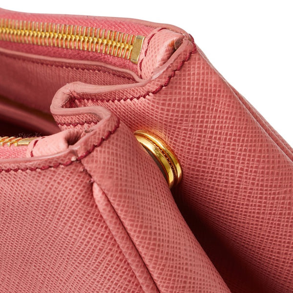 プラダ 三角ロゴプレート ガレリア ハンドバッグ ショルダーバッグ 2WAY BN1874 ピンク サフィアーノ レザー レディース PRADA 【中古】