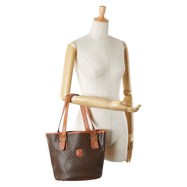 セリーヌ マカダム ハンドバッグ トートバッグ ブラウン PVC レザー レディース CELINE 【中古】