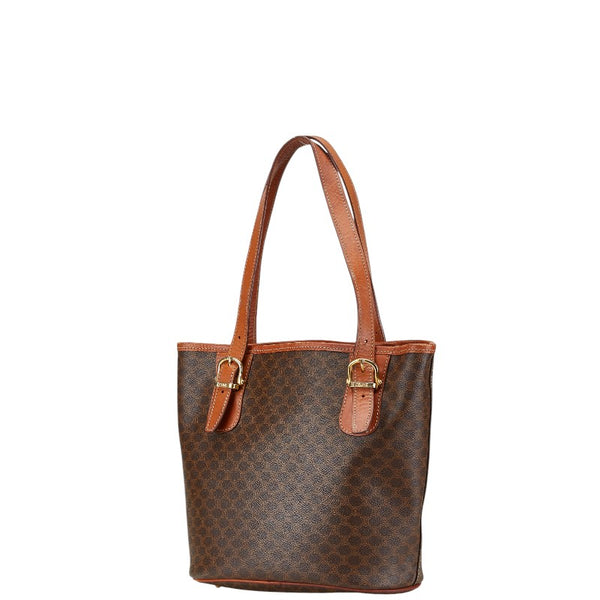 セリーヌ マカダム ハンドバッグ トートバッグ ブラウン PVC レザー レディース CELINE 【中古】