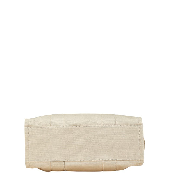 マークジェイコブス ザ ミディアム トラベラー グラフィック トートバッグ ベージュ ホワイト キャンバス レディース MARC JACOBS 【中古】