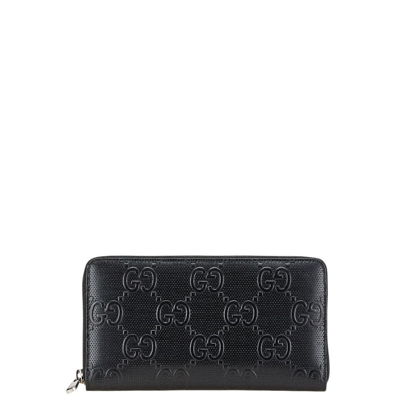 グッチ GGエンボス ジップアラウンド オーガナイザー 長財布 625563 ブラック レザー レディース GUCCI 【中古】