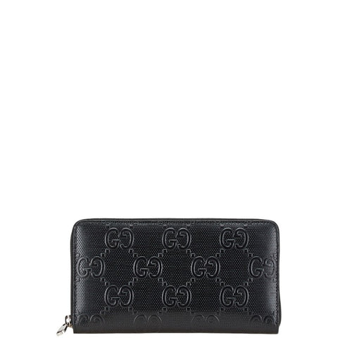 グッチ GGエンボス ジップアラウンド オーガナイザー 長財布 625563 ブラック レザー レディース GUCCI 【中古】