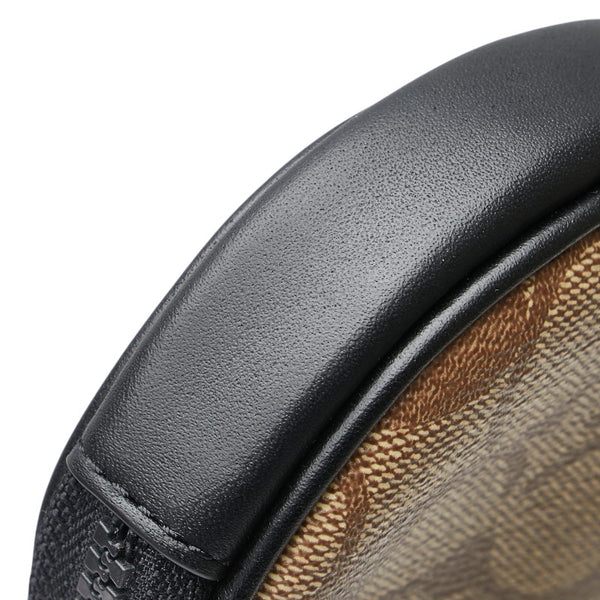 コーチ シグネチャー ラウンド型 コインケース ポーチ ブラウン ブラック PVC レザー レディース COACH 【中古】