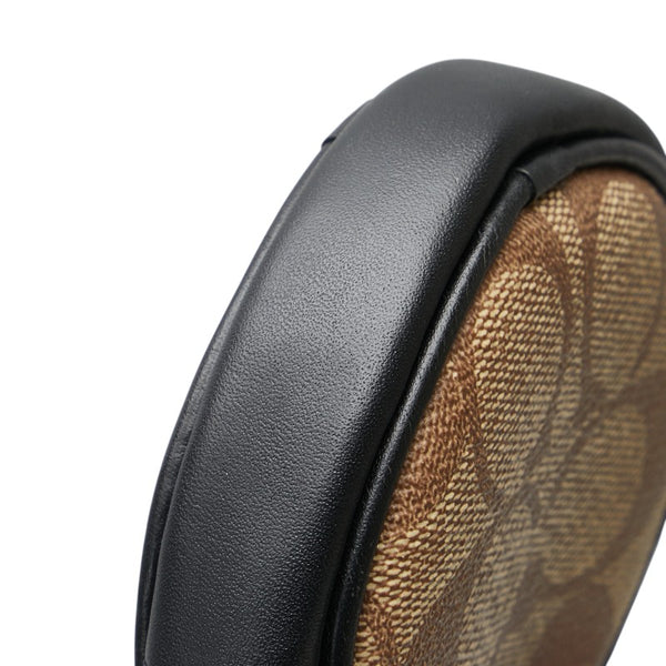 コーチ シグネチャー ラウンド型 コインケース ポーチ ブラウン ブラック PVC レザー レディース COACH 【中古】