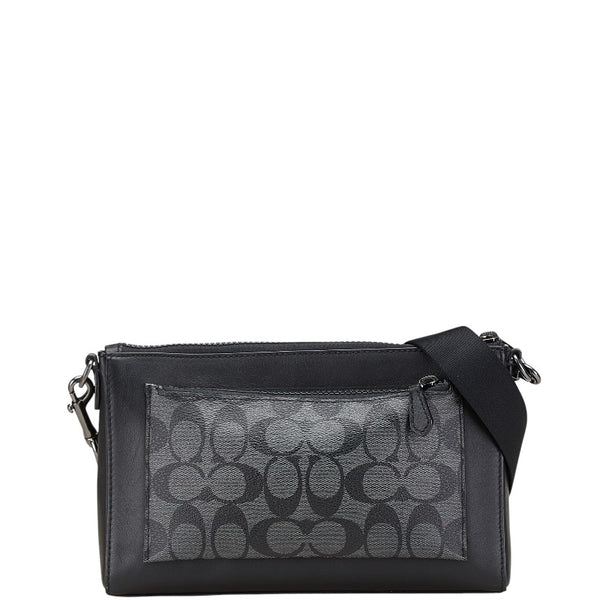 コーチ シグネチャー ホールデン クロスボディ ショルダーバッグ C5598 ブラック グレー PVC レザー レディース COACH 【中古】