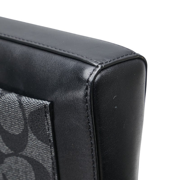 コーチ シグネチャー ホールデン クロスボディ ショルダーバッグ C5598 ブラック グレー PVC レザー レディース COACH 【中古】