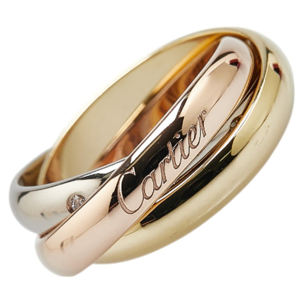 カルティエ トリニティリング 5Pダイヤ リング 指輪 #50 K18YG イエローゴールド K18WG ホワイトゴールド K18PG ピンクゴールド レディース CARTIER 【中古】