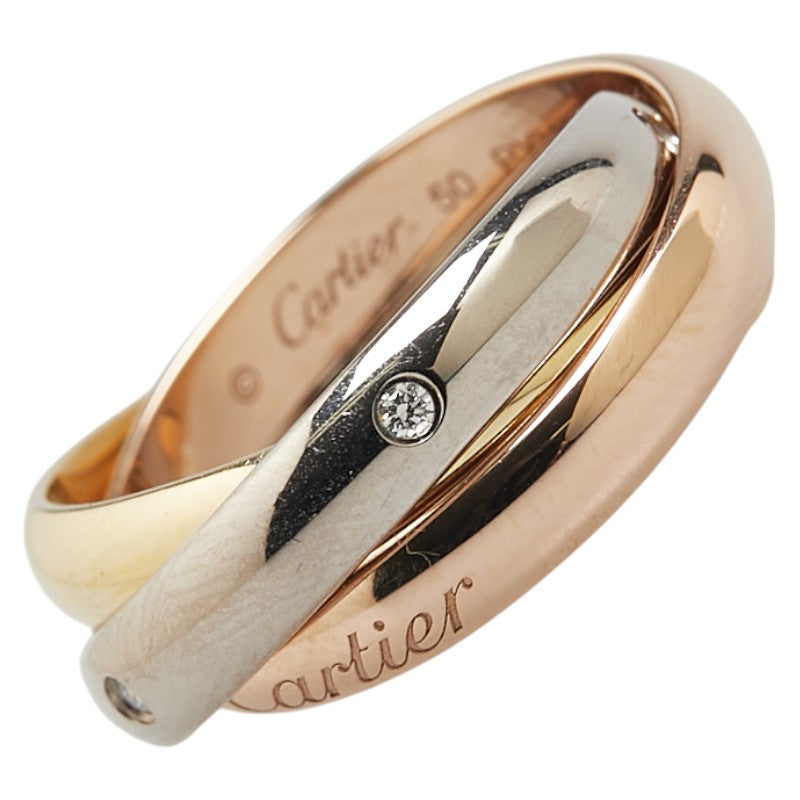 カルティエ トリニティリング 5Pダイヤ リング 指輪 #50 K18YG イエローゴールド K18WG ホワイトゴールド K18PG ピンクゴールド レディース CARTIER 【中古】