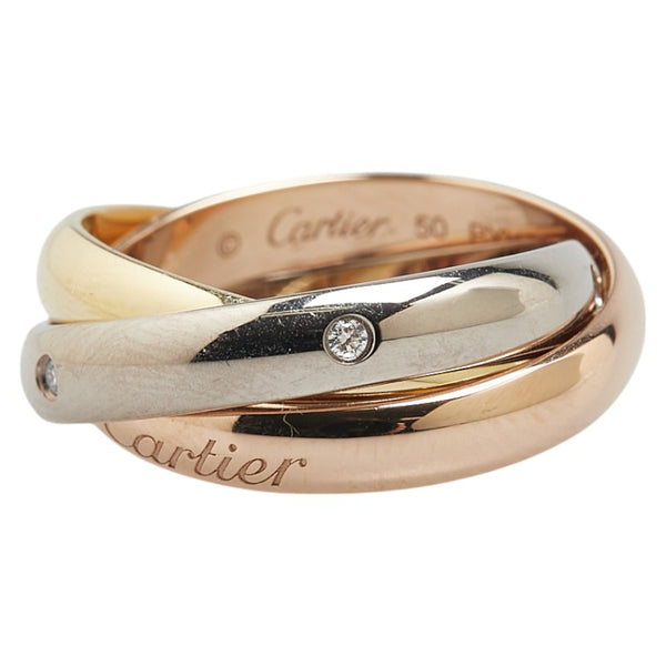 カルティエ トリニティリング 5Pダイヤ リング 指輪 #50 K18YG イエローゴールド K18WG ホワイトゴールド K18PG ピンクゴールド レディース CARTIER 【中古】