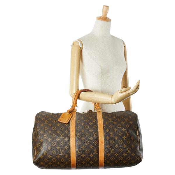 ルイ ヴィトン モノグラム キーポル50 ボストンバッグ ショルダーバッグ M41426 ブラウン PVC レザー レディース LOUIS VUITTON 【中古】