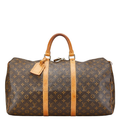 ルイ ヴィトン モノグラム キーポル50 ボストンバッグ ショルダーバッグ M41426 ブラウン PVC レザー レディース LOUIS VUITTON 【中古】