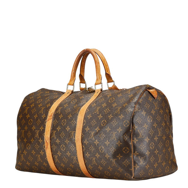 ルイ ヴィトン モノグラム キーポル50 ボストンバッグ ショルダーバッグ M41426 ブラウン PVC レザー レディース LOUIS VUITTON 【中古】