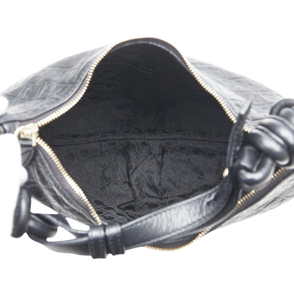 ゲラルディーニ ロゴ型押し ハンドバッグ ワンショルダーバッグ ブラック レザー レディース GHERARDINI 【中古】