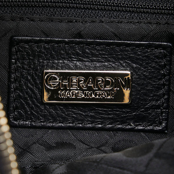 ゲラルディーニ ロゴ型押し ハンドバッグ ワンショルダーバッグ ブラック レザー レディース GHERARDINI 【中古】