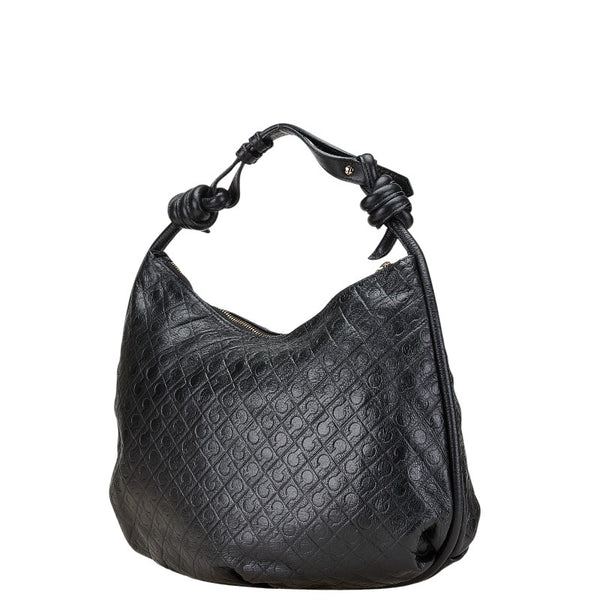 ゲラルディーニ ロゴ型押し ハンドバッグ ワンショルダーバッグ ブラック レザー レディース GHERARDINI 【中古】