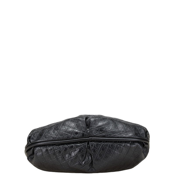 ゲラルディーニ ロゴ型押し ハンドバッグ ワンショルダーバッグ ブラック レザー レディース GHERARDINI 【中古】